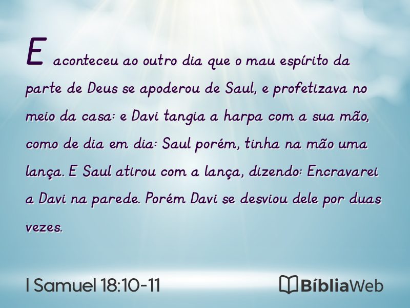 I Samuel 18:10-11 em imagem para compartilhar