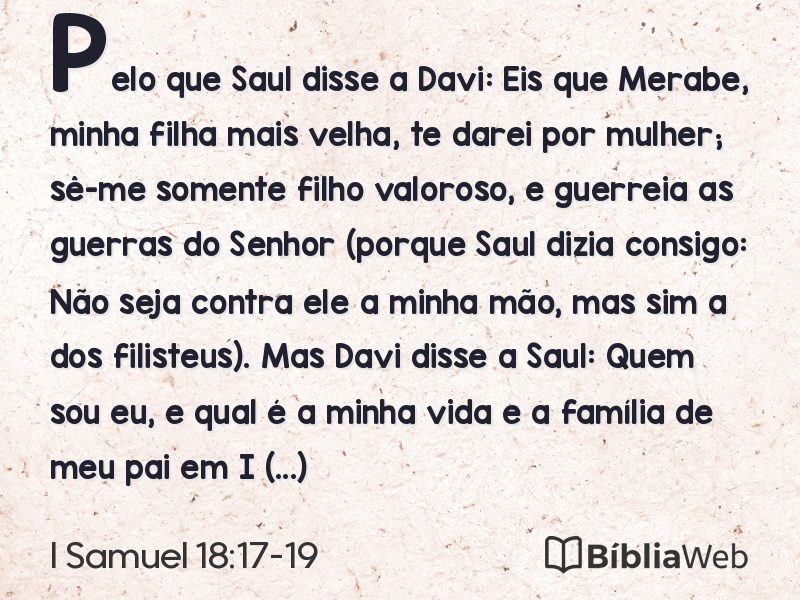 I Samuel 18:17-19 em imagem para compartilhar