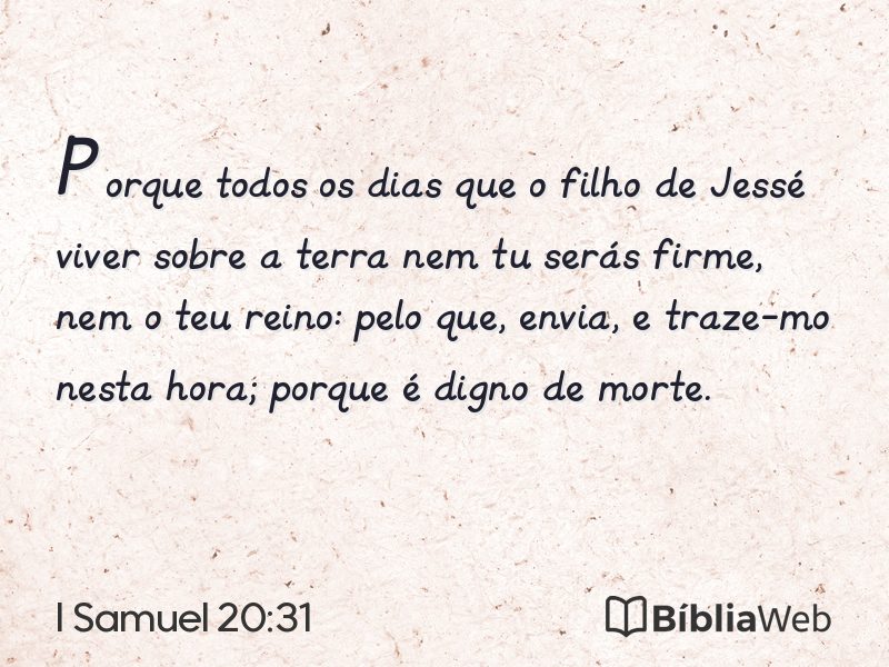 I Samuel 20:31 em imagem para compartilhar