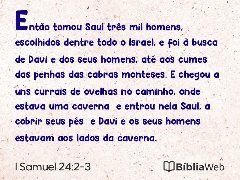 I Samuel 24:2-3 em imagem para compartilhar
