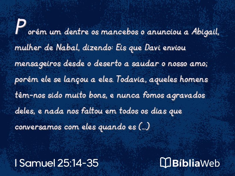 I Samuel 25:14-35 em imagem para compartilhar