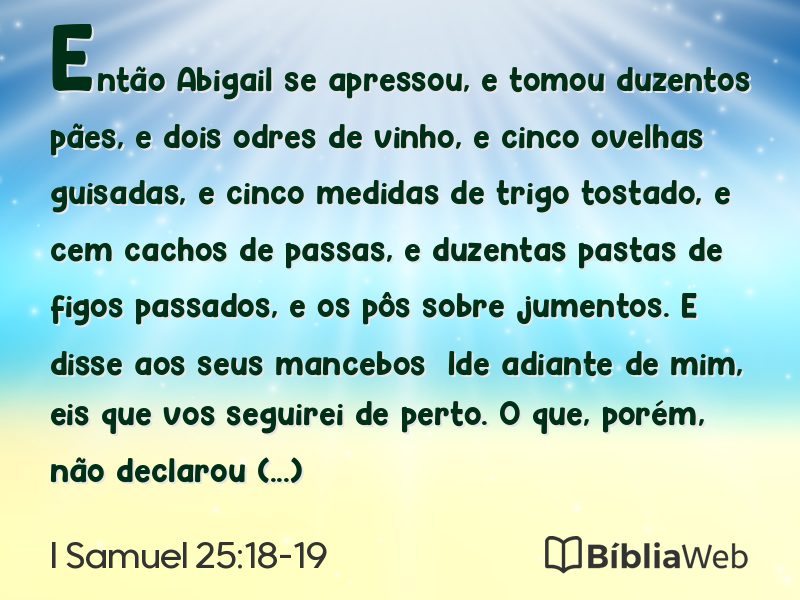I Samuel 25:18-19 em imagem para compartilhar