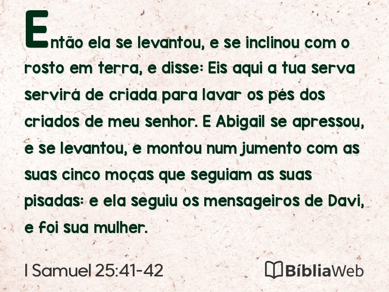 I Samuel 25:41-42 em imagem para compartilhar