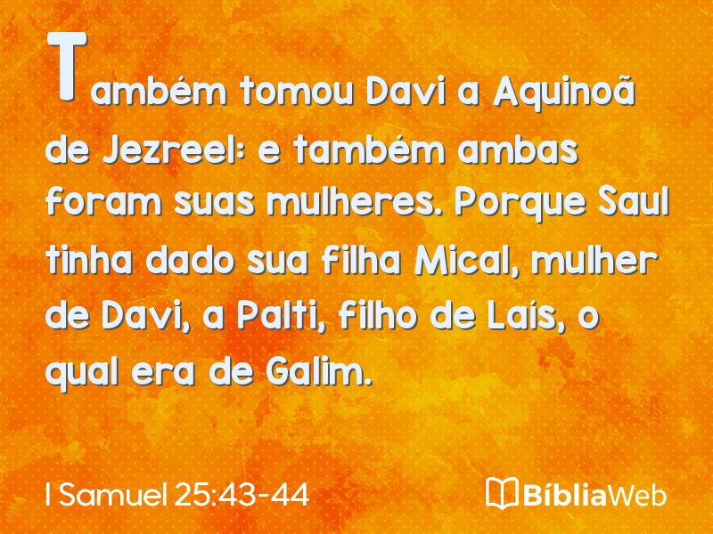 I Samuel 25:43-44 em imagem para compartilhar