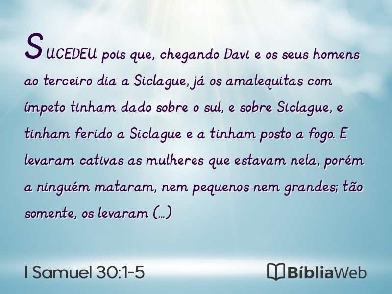 I Samuel 30:1-5 em imagem para compartilhar
