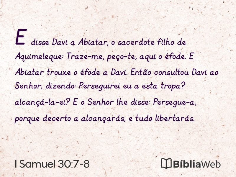 I Samuel 30:7-8 em imagem para compartilhar