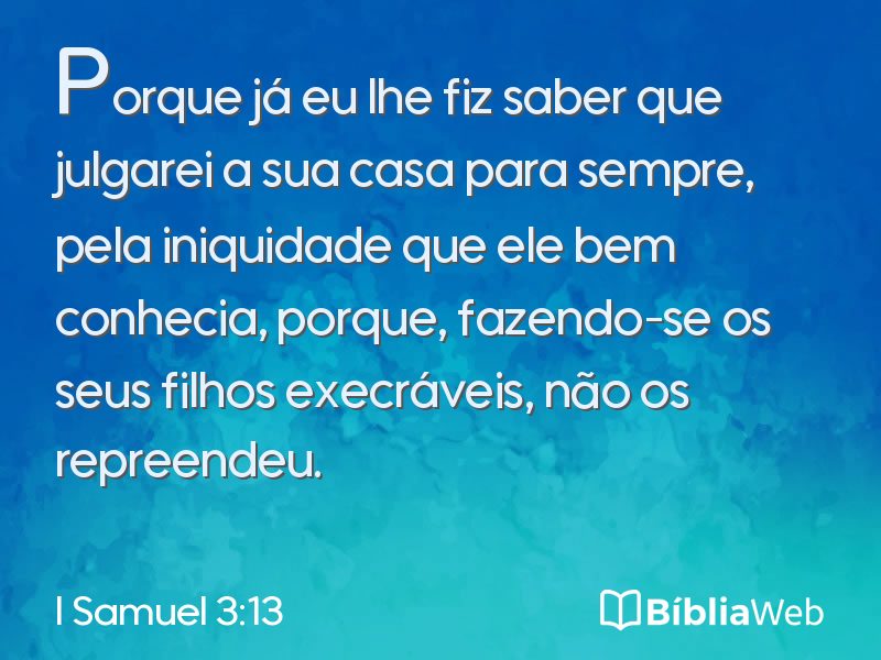 I Samuel 3:13 em imagem para compartilhar