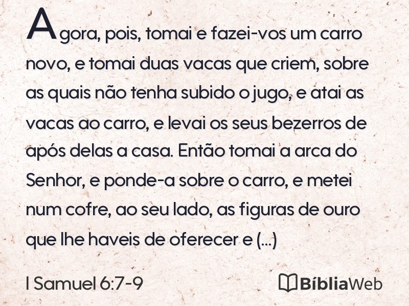 I Samuel 6:7-9 em imagem para compartilhar