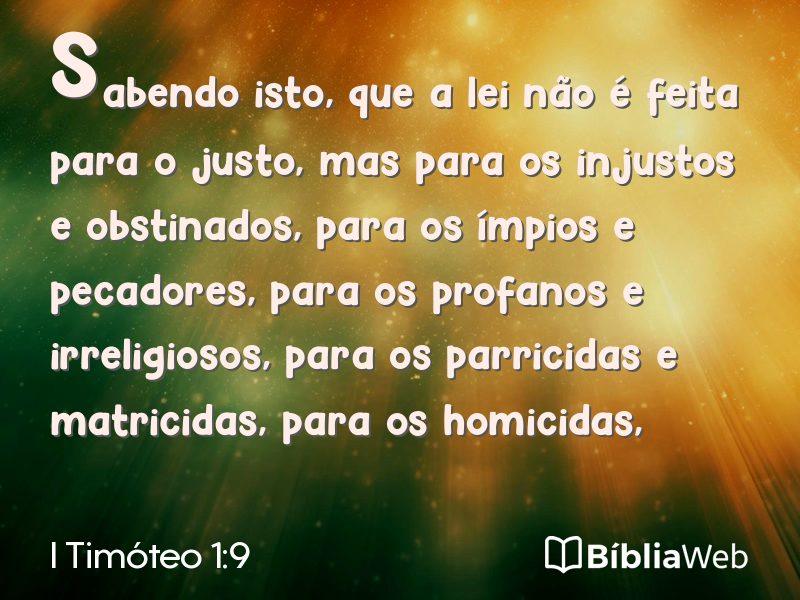 I Timóteo 1:9 em imagem para compartilhar