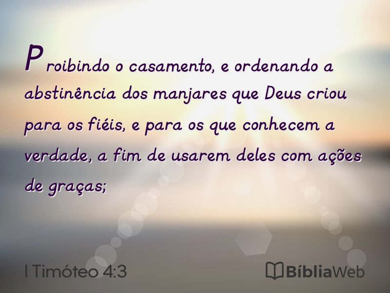 I Timóteo 4:3 em imagem para compartilhar