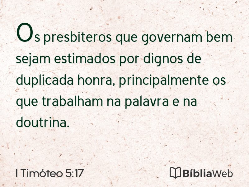 I Timóteo 5:17 em imagem para compartilhar