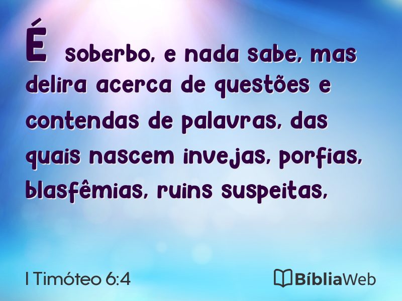 I Timóteo 6:4 em imagem para compartilhar