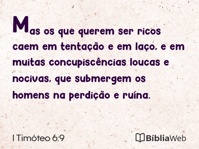 I Timóteo 6:9 em imagem para compartilhar