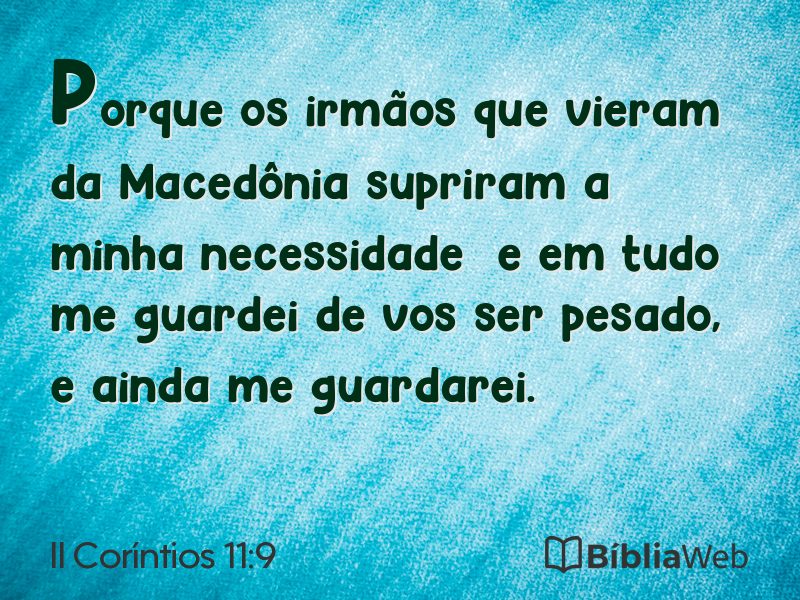 II Coríntios 11:9 em imagem para compartilhar