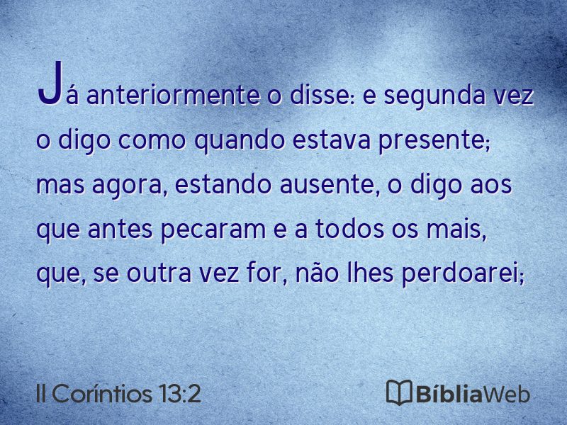 II Coríntios 13:2 em imagem para compartilhar