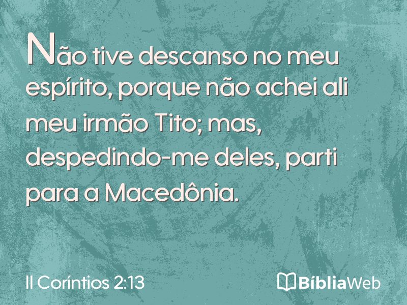 II Coríntios 2:13 em imagem para compartilhar