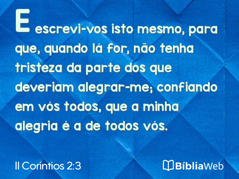 II Coríntios 2:3 em imagem para compartilhar