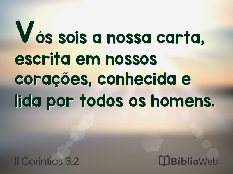II Coríntios 3:2 em imagem para compartilhar