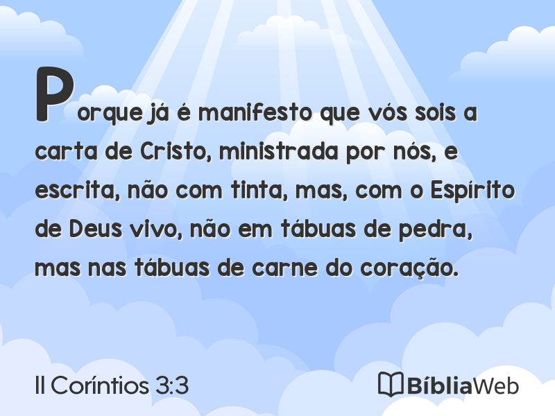 II Coríntios 3:3 em imagem para compartilhar