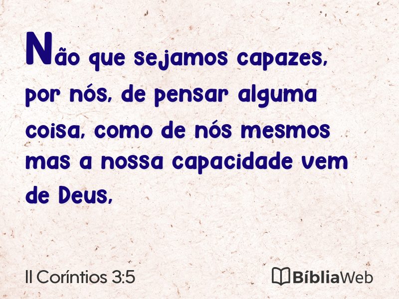 II Coríntios 3:5 em imagem para compartilhar