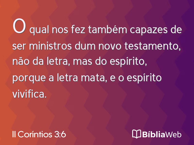 II Coríntios 3:6 em imagem para compartilhar
