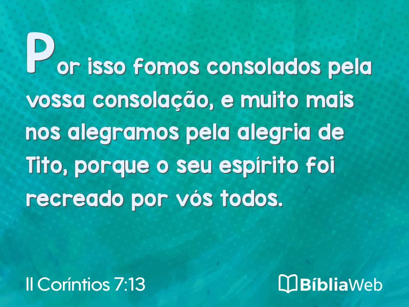 II Coríntios 7:13 em imagem para compartilhar