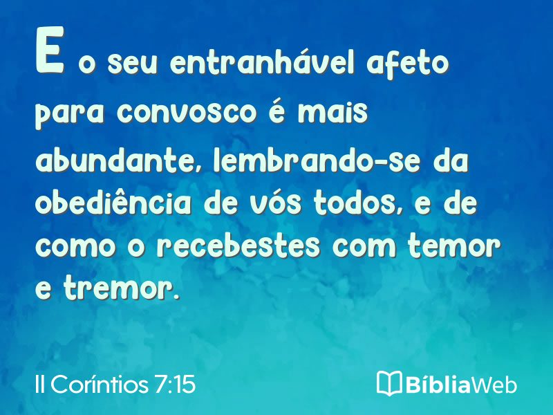 II Coríntios 7:15 em imagem para compartilhar