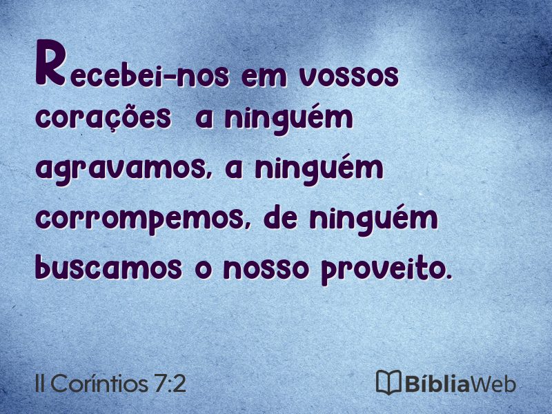 II Coríntios 7:2 em imagem para compartilhar