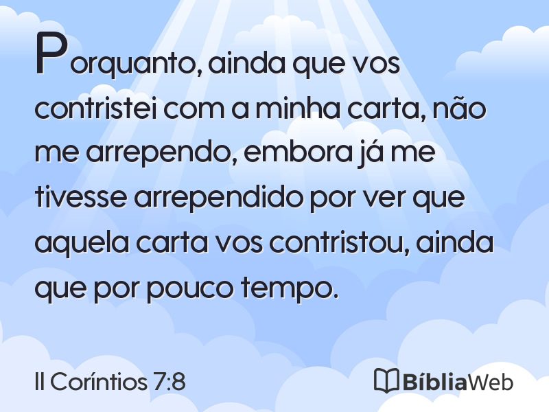 II Coríntios 7:8 em imagem para compartilhar