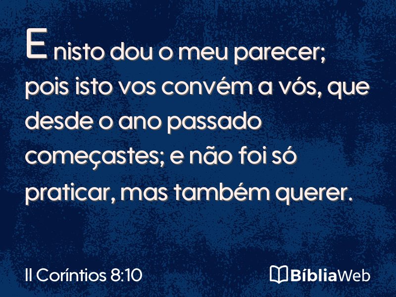 II Coríntios 8:10 em imagem para compartilhar