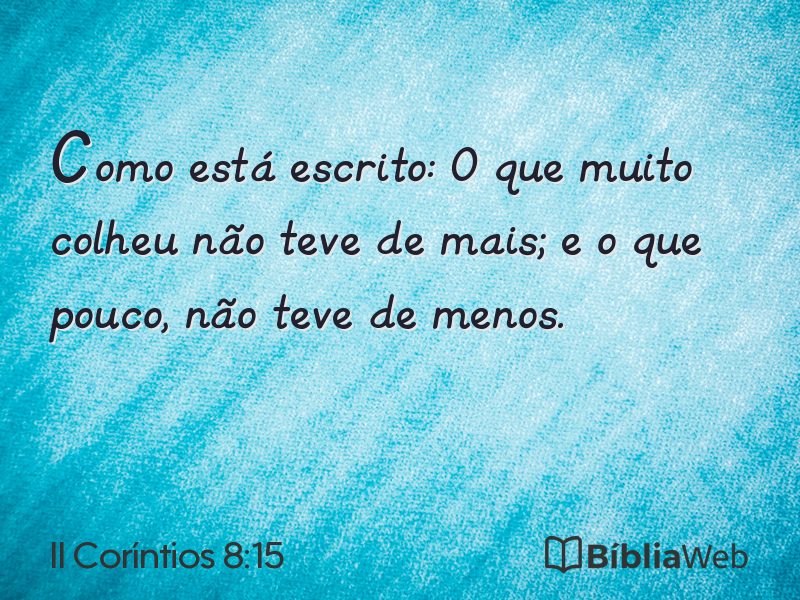 II Coríntios 8:15 em imagem para compartilhar