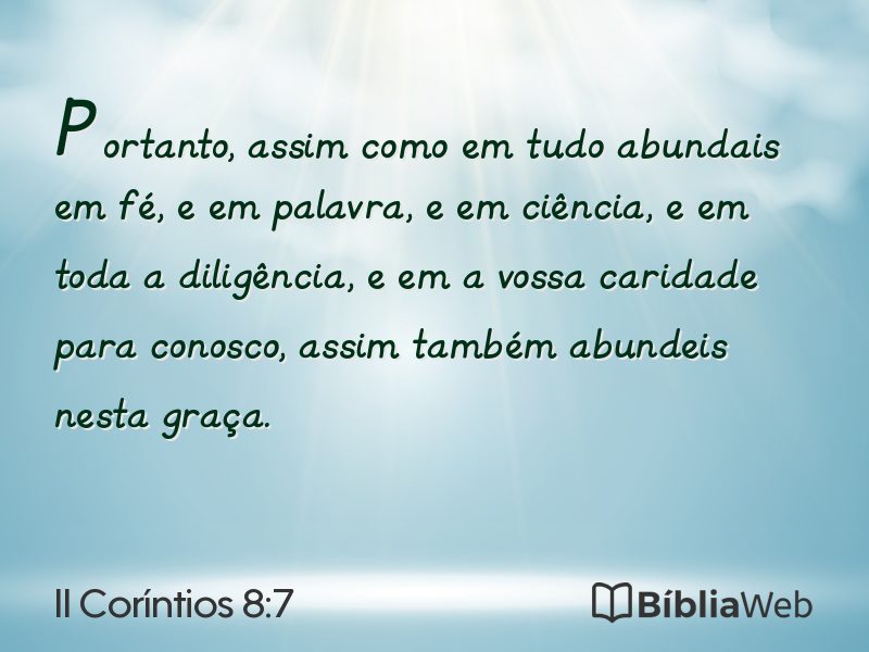 II Coríntios 8:7 em imagem para compartilhar
