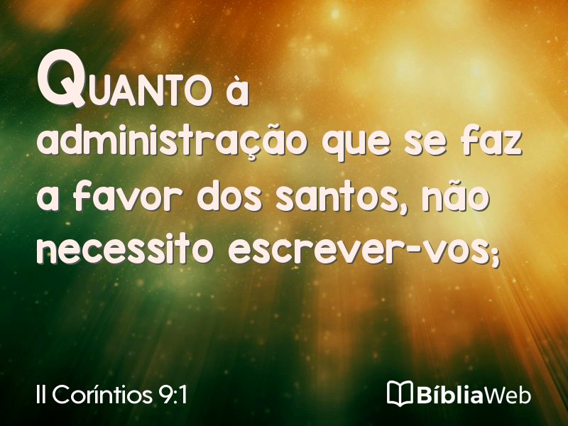 II Coríntios 9:1 em imagem para compartilhar