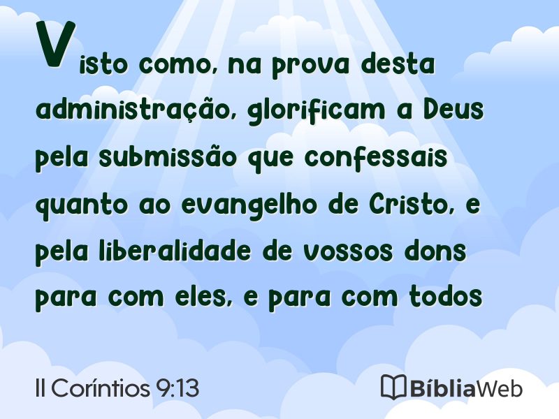 II Coríntios 9:13 em imagem para compartilhar