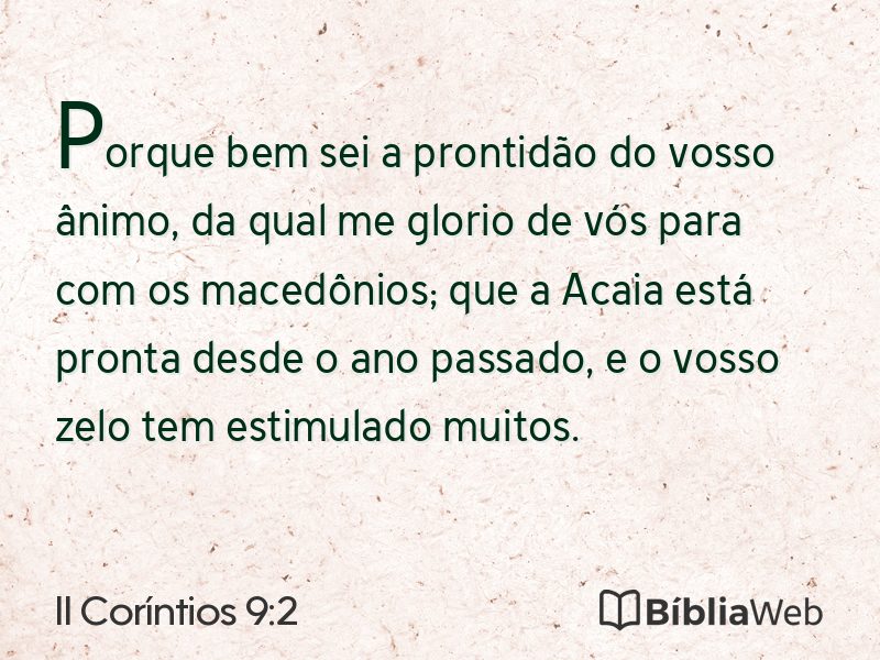 II Coríntios 9:2 em imagem para compartilhar