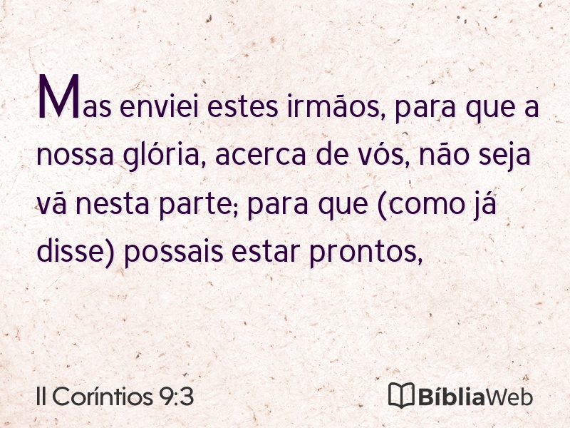II Coríntios 9:3 em imagem para compartilhar