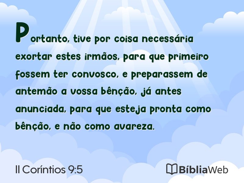 II Coríntios 9:5 em imagem para compartilhar