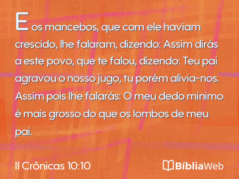 II Crônicas 10:10 em imagem para compartilhar