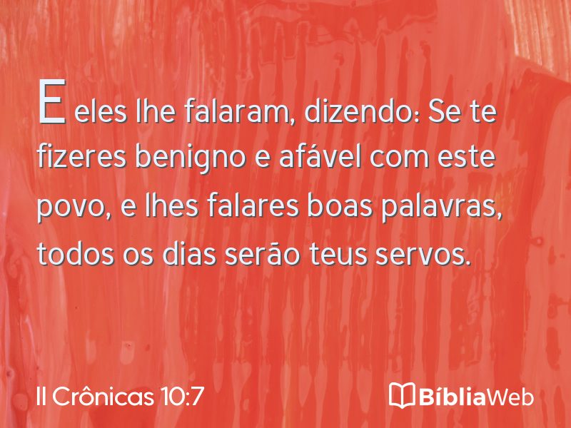 II Crônicas 10:7 em imagem para compartilhar