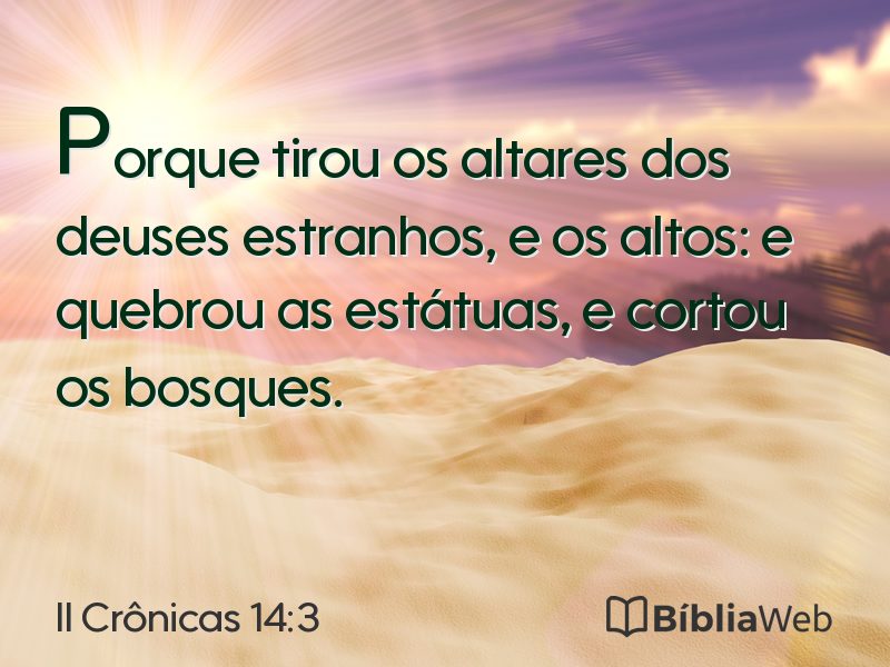 II Crônicas 14:3 em imagem para compartilhar