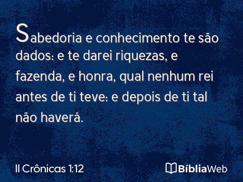 II Crônicas 1:12 em imagem para compartilhar