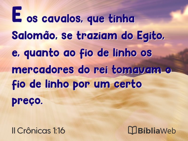 II Crônicas 1:16 em imagem para compartilhar