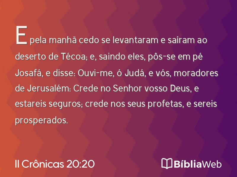 II Crônicas 20:20 em imagem para compartilhar