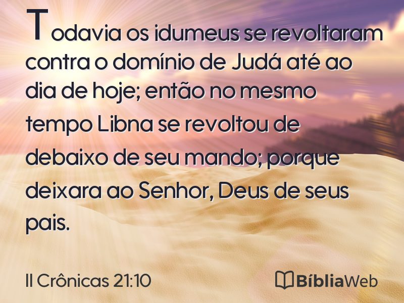 II Crônicas 21:10 em imagem para compartilhar
