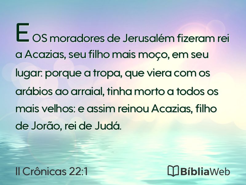 II Crônicas 22:1 em imagem para compartilhar