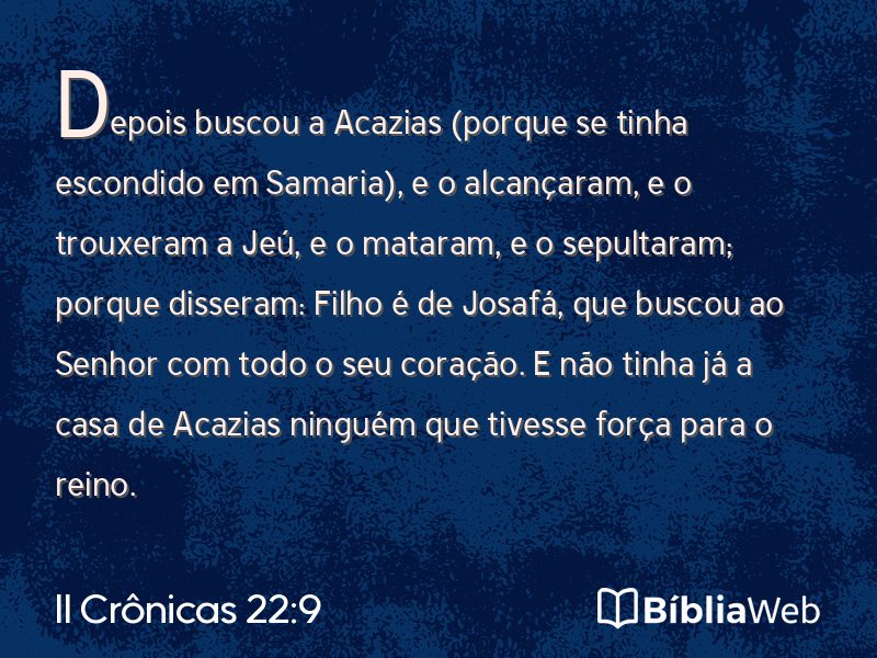II Crônicas 22:9 em imagem para compartilhar