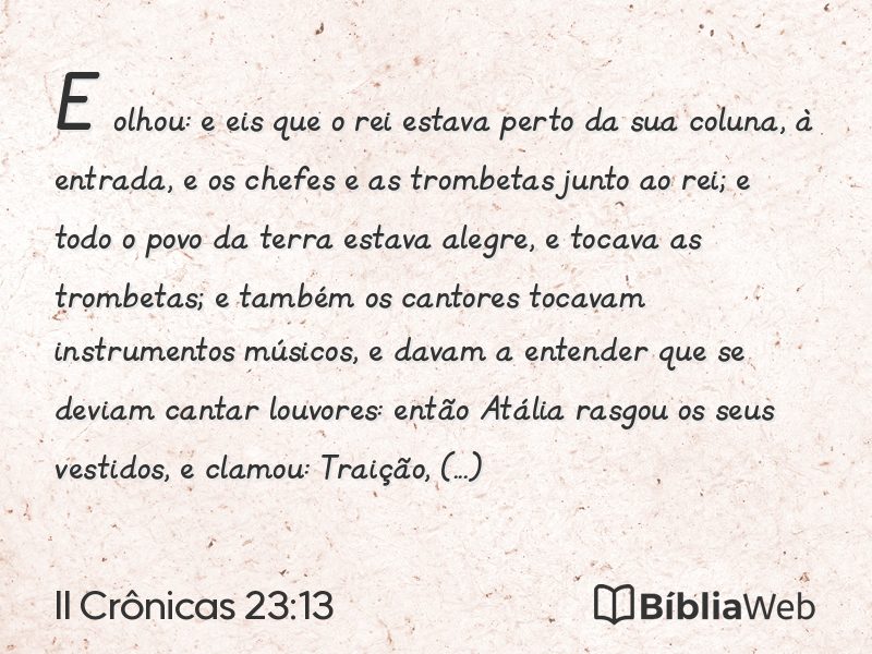 II Crônicas 23:13 em imagem para compartilhar