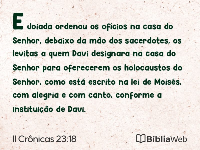 II Crônicas 23:18 em imagem para compartilhar