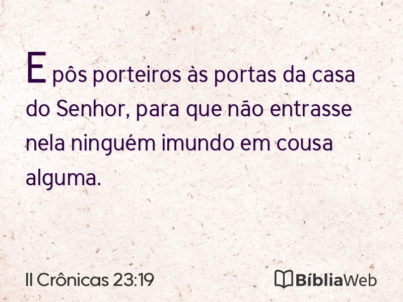 II Crônicas 23:19 em imagem para compartilhar