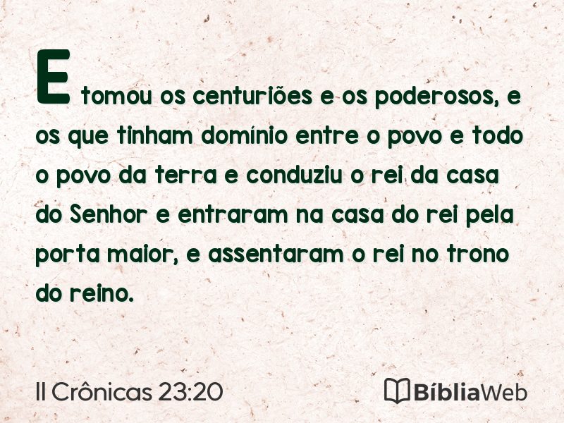 II Crônicas 23:20 em imagem para compartilhar